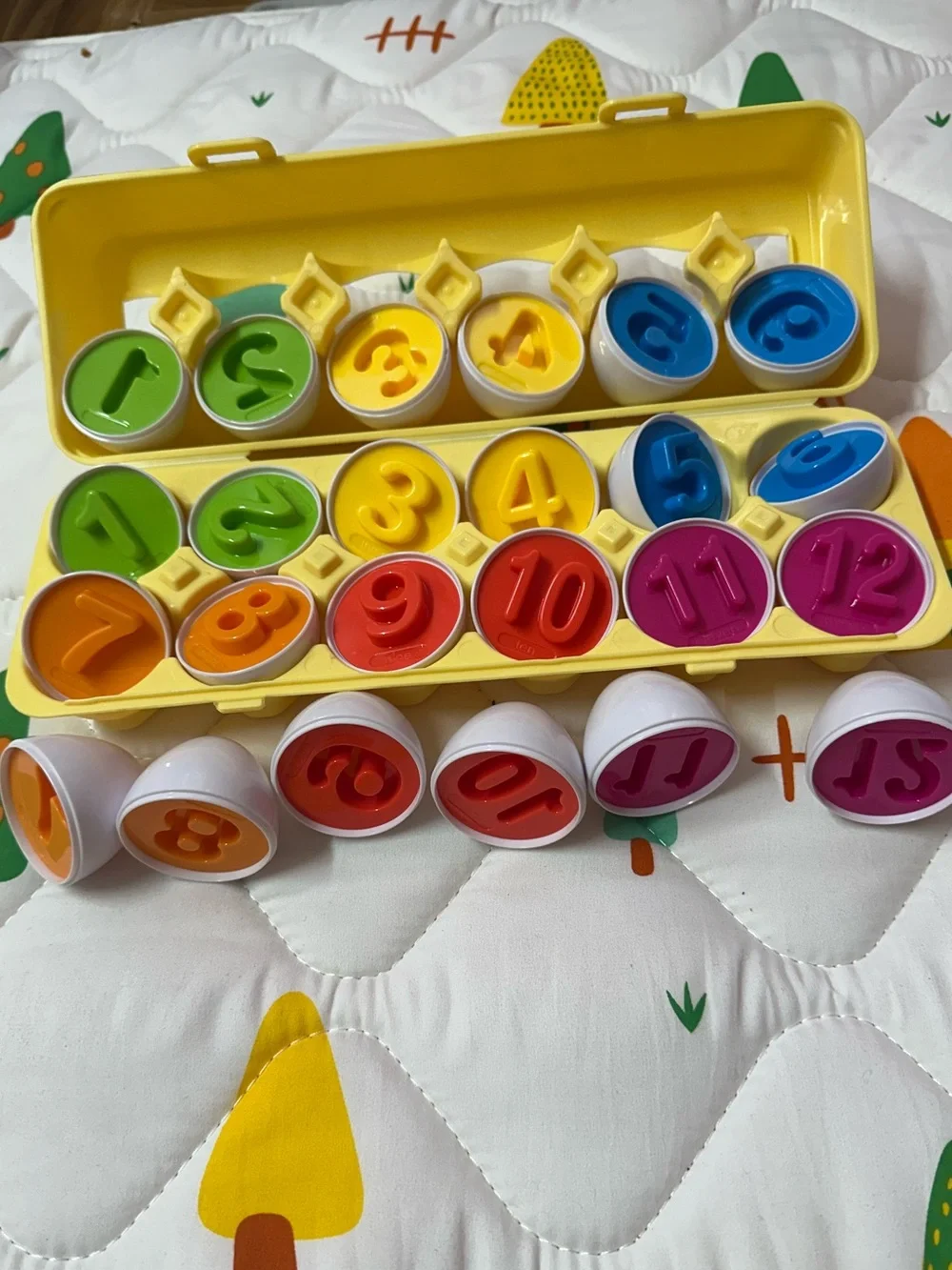 Yellow Carton Toddler Number Matching Egg Toy - Kids Educational Counting Set